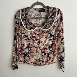 Vintage Floral Peter Pan Collar Button Top